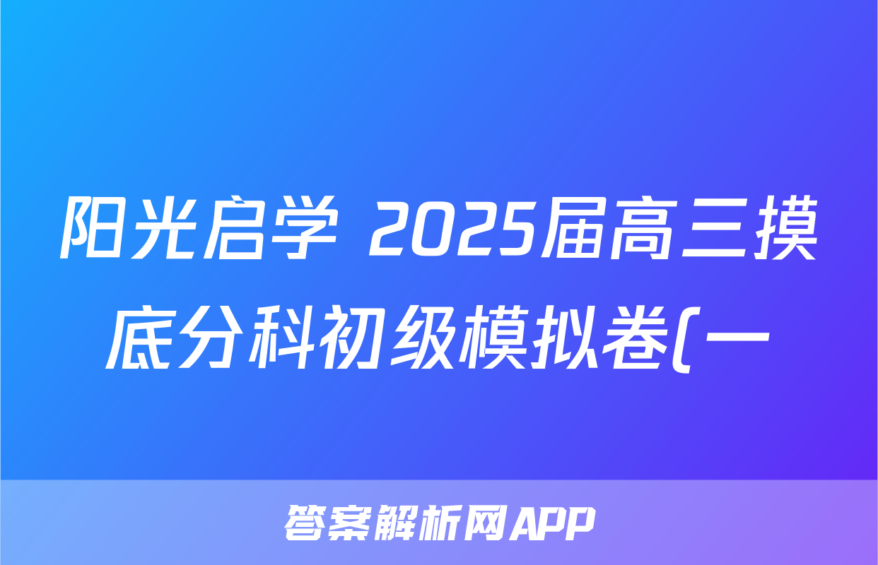 阳光启学 2025届高三摸底分科初级模拟卷(一)1政治XX答案